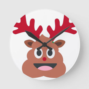 Reloj Redondo Mediano emoji de cacería de renos de Navidad