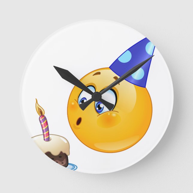 Reloj Redondo Mediano emoji de cumpleaños (Anverso)