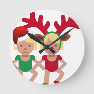 Reloj Redondo Mediano emoji de gemelos navidades santa
