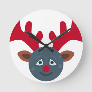 Reloj Redondo Mediano emoji de luna de renos para navidades