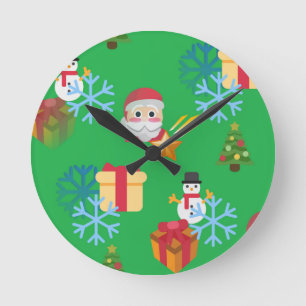 Reloj Redondo Mediano emoji de navidades verdes