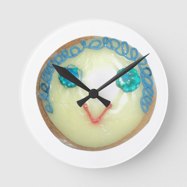 Reloj Redondo Mediano Emoji de pelo azul Arte Imprimir/Gráfico (Anverso)