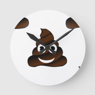 Reloj Redondo Mediano emoji de poop divertida