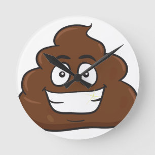 Reloj Redondo Mediano emoji de poop divertida