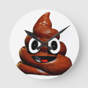 Reloj Redondo Mediano emoji de poop graciosa