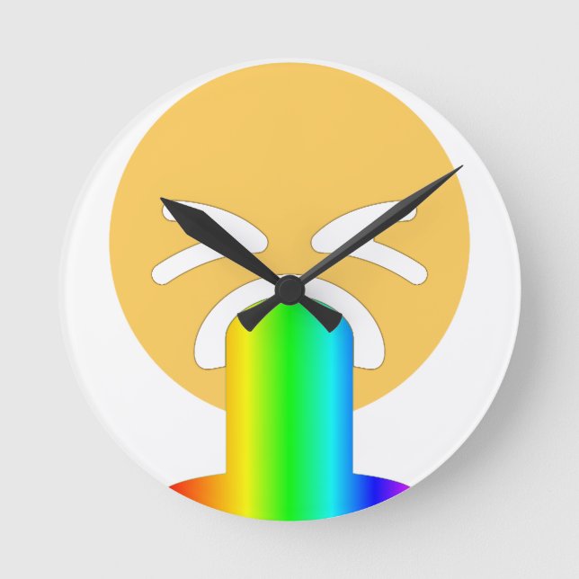 Reloj Redondo Mediano emoji de puke arco iris (Anverso)