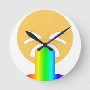 Reloj Redondo Mediano emoji de puke arco iris