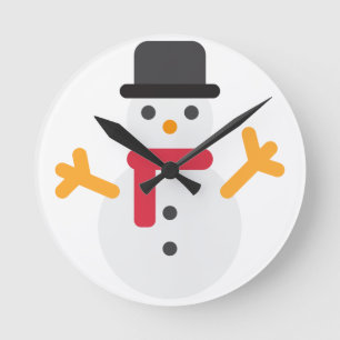 Reloj Redondo Mediano emoji de snowman de los navidades