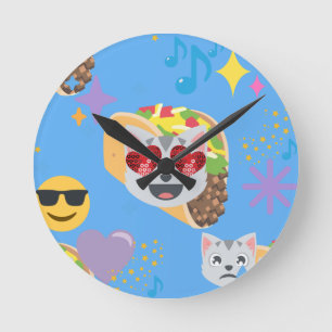 Reloj Redondo Mediano emoji de taco cat