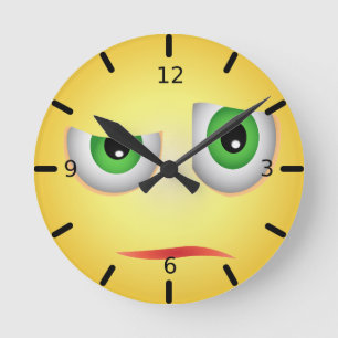 Reloj Redondo Mediano Emoji escéptica divertida