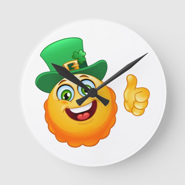Reloj Redondo Mediano emoji leprechaun (Anverso)