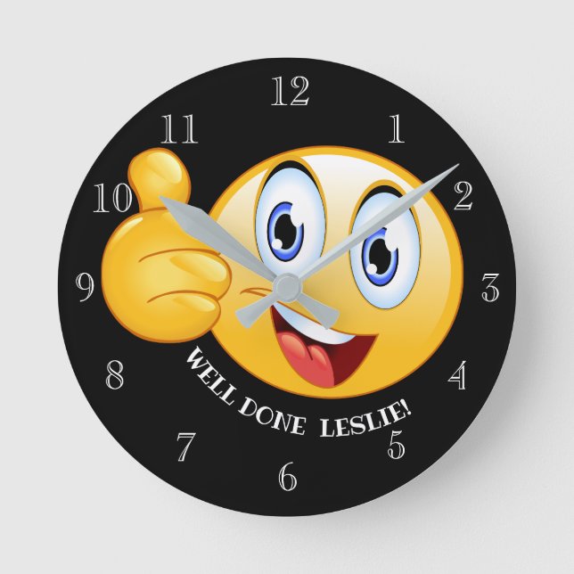Reloj Redondo Mediano emoji personalizada de Thumbs Up bien hecha (Anverso)