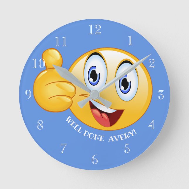 Reloj Redondo Mediano emoji personalizada de Thumbs Up bien hecha (Anverso)