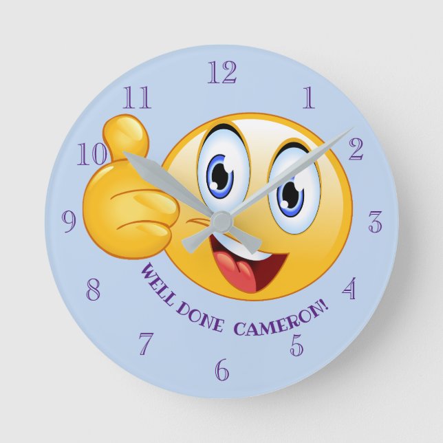Reloj Redondo Mediano Emoji personalizada de Thumbs Up bien hecha (Anverso)