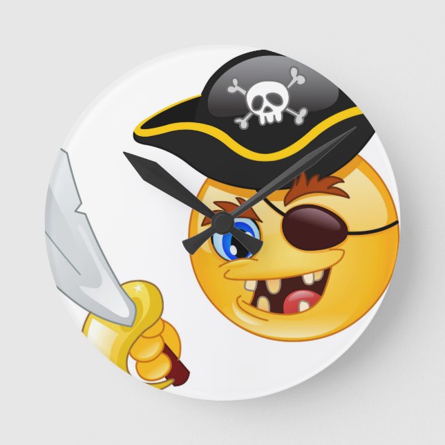 Reloj Redondo Mediano emoji pirata (Anverso)