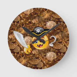 Reloj Redondo Mediano emoji pirata del tesoro