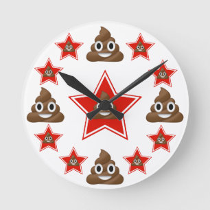 Reloj Redondo Mediano Emoji Poo de la estrella