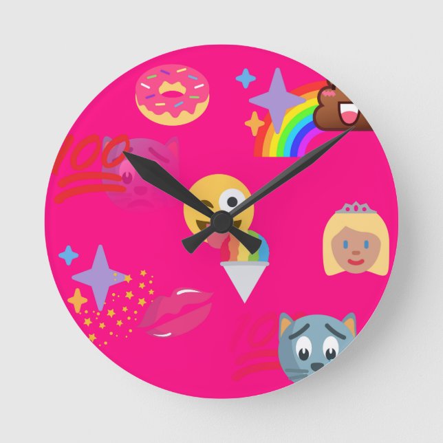 Reloj Redondo Mediano emoji rosa caliente (Anverso)