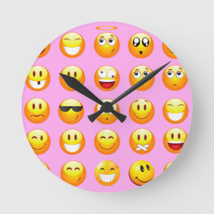 Reloj Redondo Mediano emoji rosa pastel
