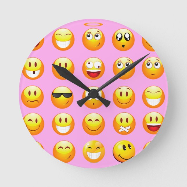Reloj Redondo Mediano emoji rosa pastel (Anverso)