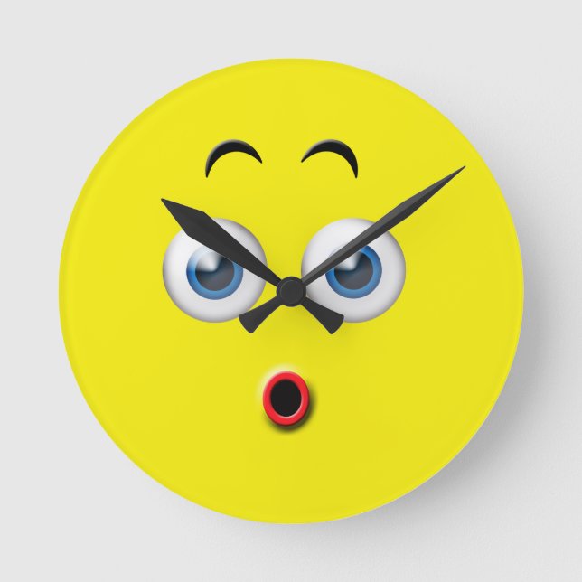 Reloj Redondo Mediano Emoji sorprendida (Anverso)