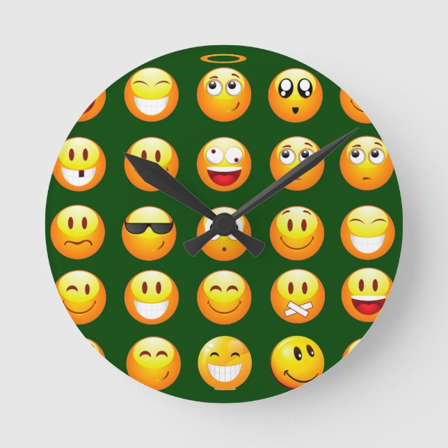 Reloj Redondo Mediano emoji verde oscuro (Anverso)