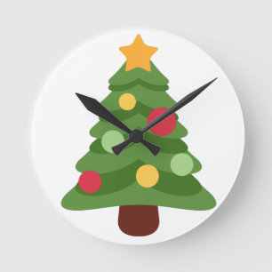 Reloj Redondo Mediano emojis de árboles de navidad