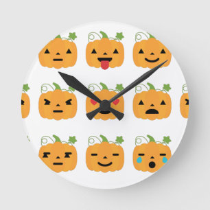 Reloj Redondo Mediano emojis de calabaza de halloween