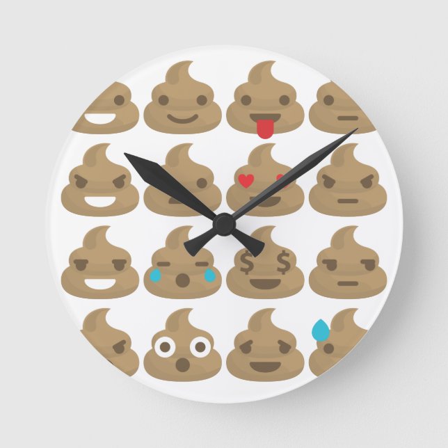 Reloj Redondo Mediano emojis de poop (Anverso)