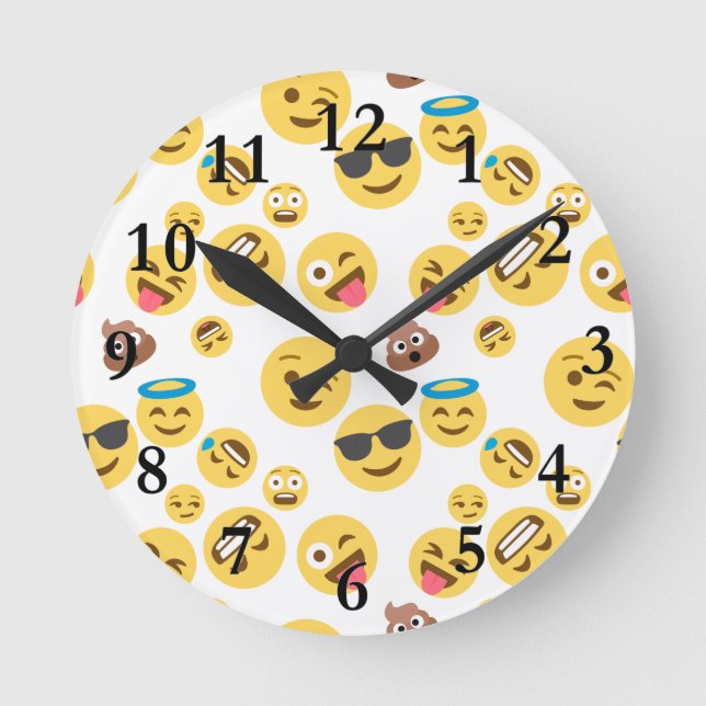 Reloj Redondo Mediano Emojis locas (Anverso)