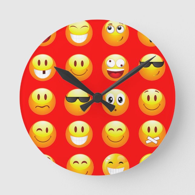 Reloj Redondo Mediano emojis rojas (Anverso)