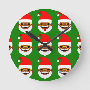 Reloj Redondo Mediano emoticonos de la emoji de santa africana