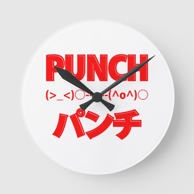 Reloj Redondo Mediano Emoticonos de punzón japonés (Anverso)