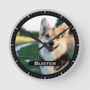 Reloj Redondo Mediano En memoria de tu mascota. Foto de mascota en un