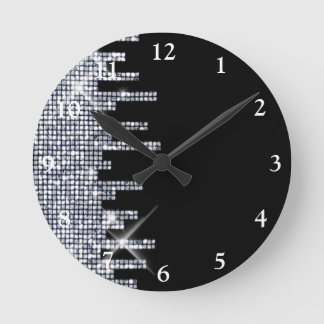 Reloj Redondo Mediano Encanto negro/de plata purpurinoso