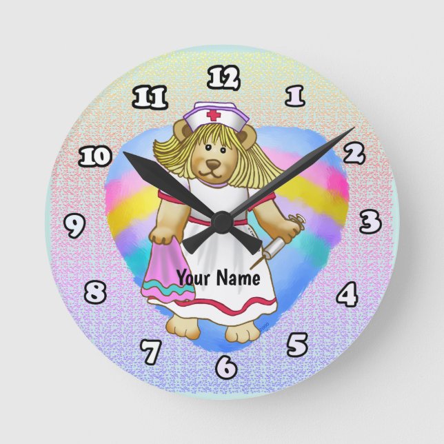 Reloj Redondo Mediano Enfermera Betsy Bear (Anverso)