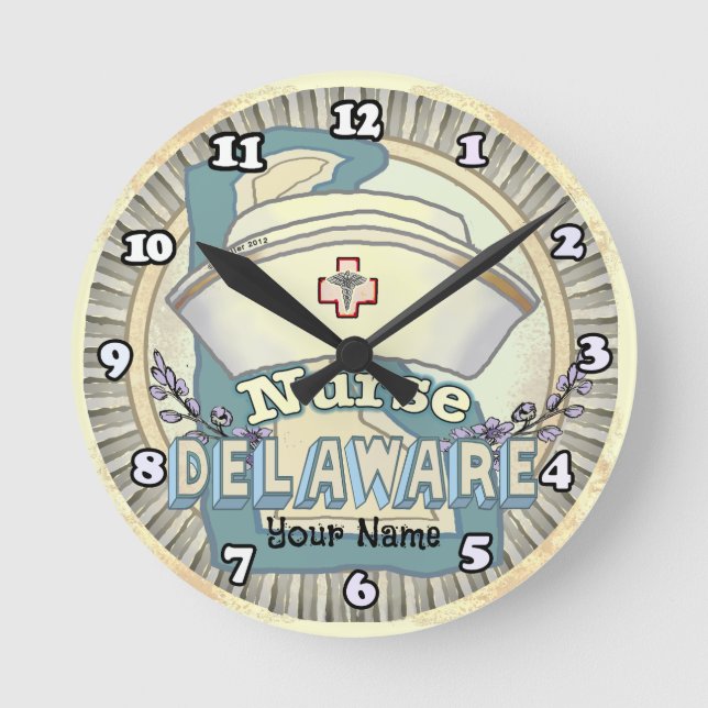 Reloj Redondo Mediano Enfermera de Delaware (Anverso)