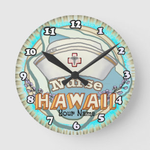 Reloj Redondo Mediano Enfermera de Hawái