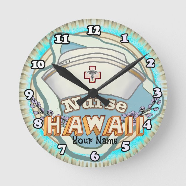 Reloj Redondo Mediano Enfermera de Hawái (Anverso)
