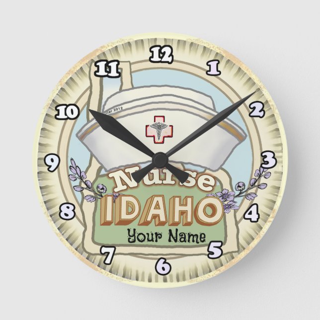Reloj Redondo Mediano Enfermera de Idaho (Anverso)