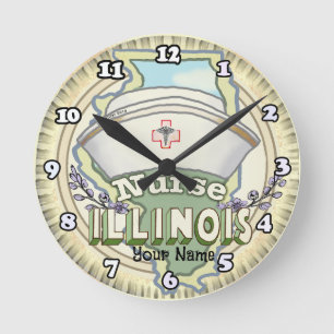 Reloj Redondo Mediano Enfermera de Illinois