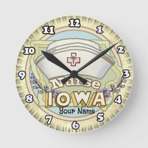 Reloj Redondo Mediano Enfermera de Iowa
