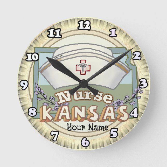 Reloj Redondo Mediano Enfermera de Kansas (Anverso)