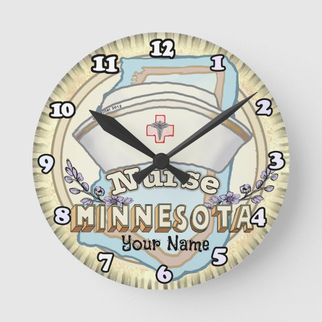 Reloj Redondo Mediano Enfermera de Minnesota (Anverso)