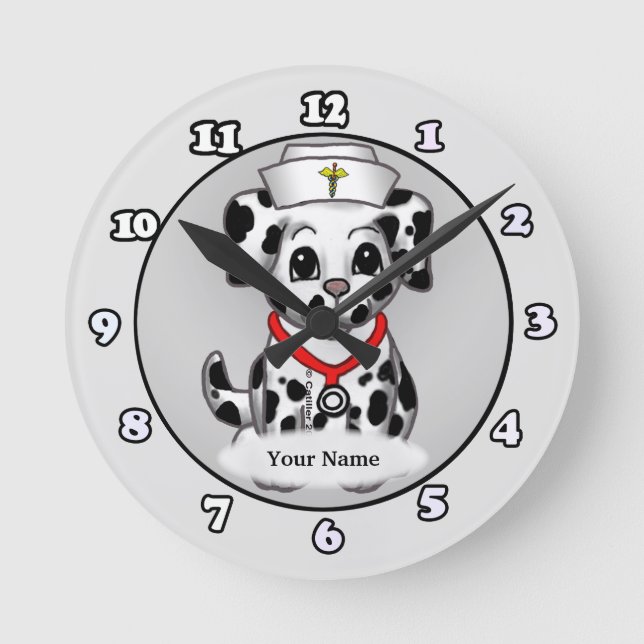 Reloj Redondo Mediano enfermera de perrito  (Anverso)