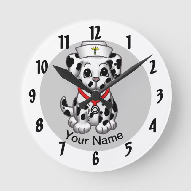 Reloj Redondo Mediano Enfermera de perros (Anverso)
