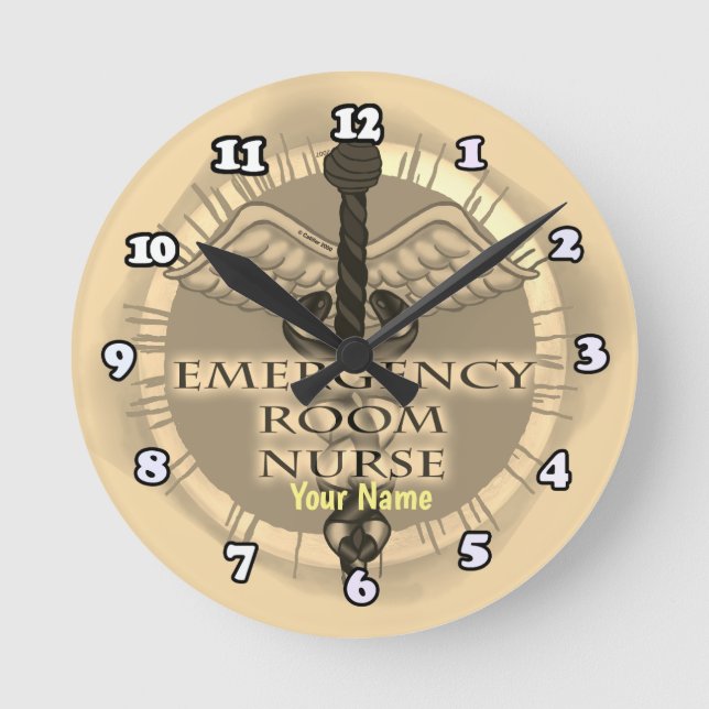 Reloj Redondo Mediano Enfermera de Urgencias Caduceo (Anverso)