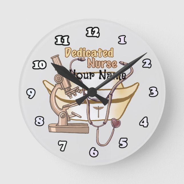 Reloj Redondo Mediano Enfermera Dedicada y Genial (Anverso)