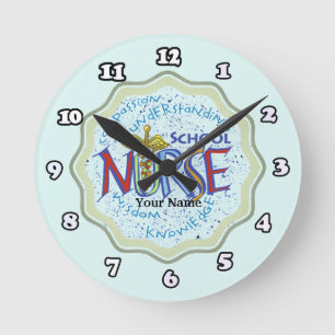 Reloj Redondo Mediano Enfermera escolar Motto