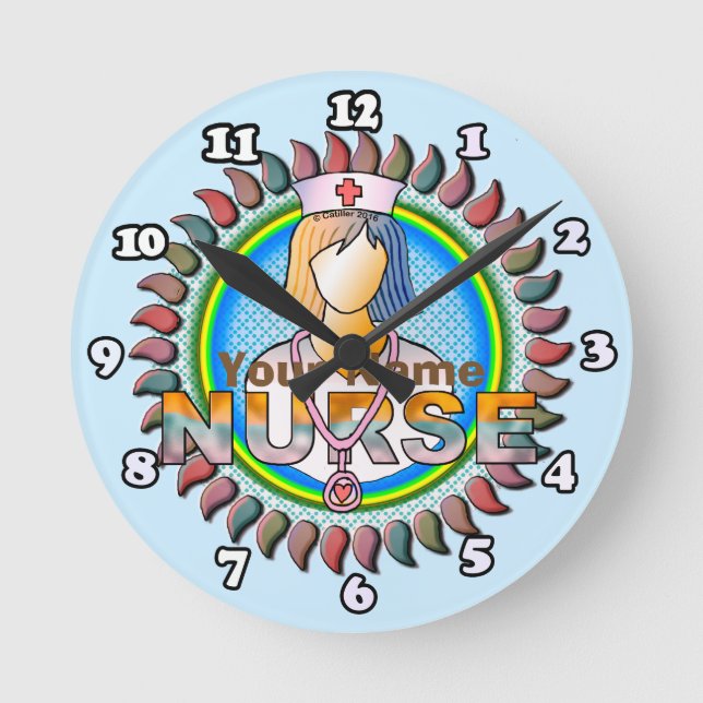 Reloj Redondo Mediano enfermera genial  (Anverso)
